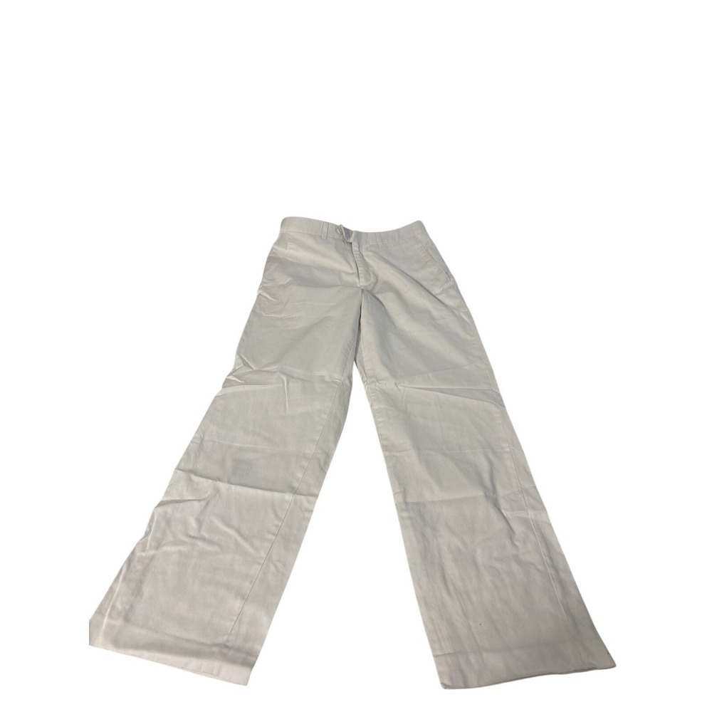 Alan Flusser White Dress Pants Women's 30x30 Flat Front Cotton Slacks